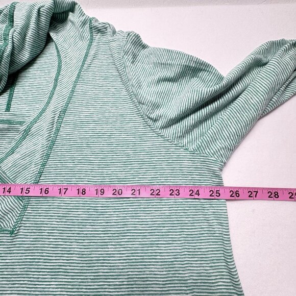 CATHERINES Women Top Pullover Long Sleeve Hooded Pocket Stripe Sz 1x Green 49-26 - Picture 7 of 12